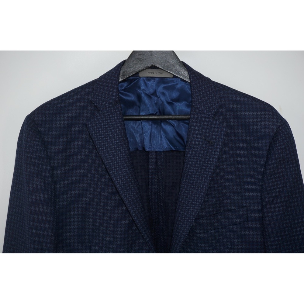 Corneliani Sport Coat Blue Check Wool 1/4 Lined Men's 50 IT 37R US Italy